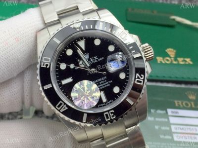 Replica Rolex Submariner Date AJ Stainless Steel Black Dial Swiss 2836 Watch